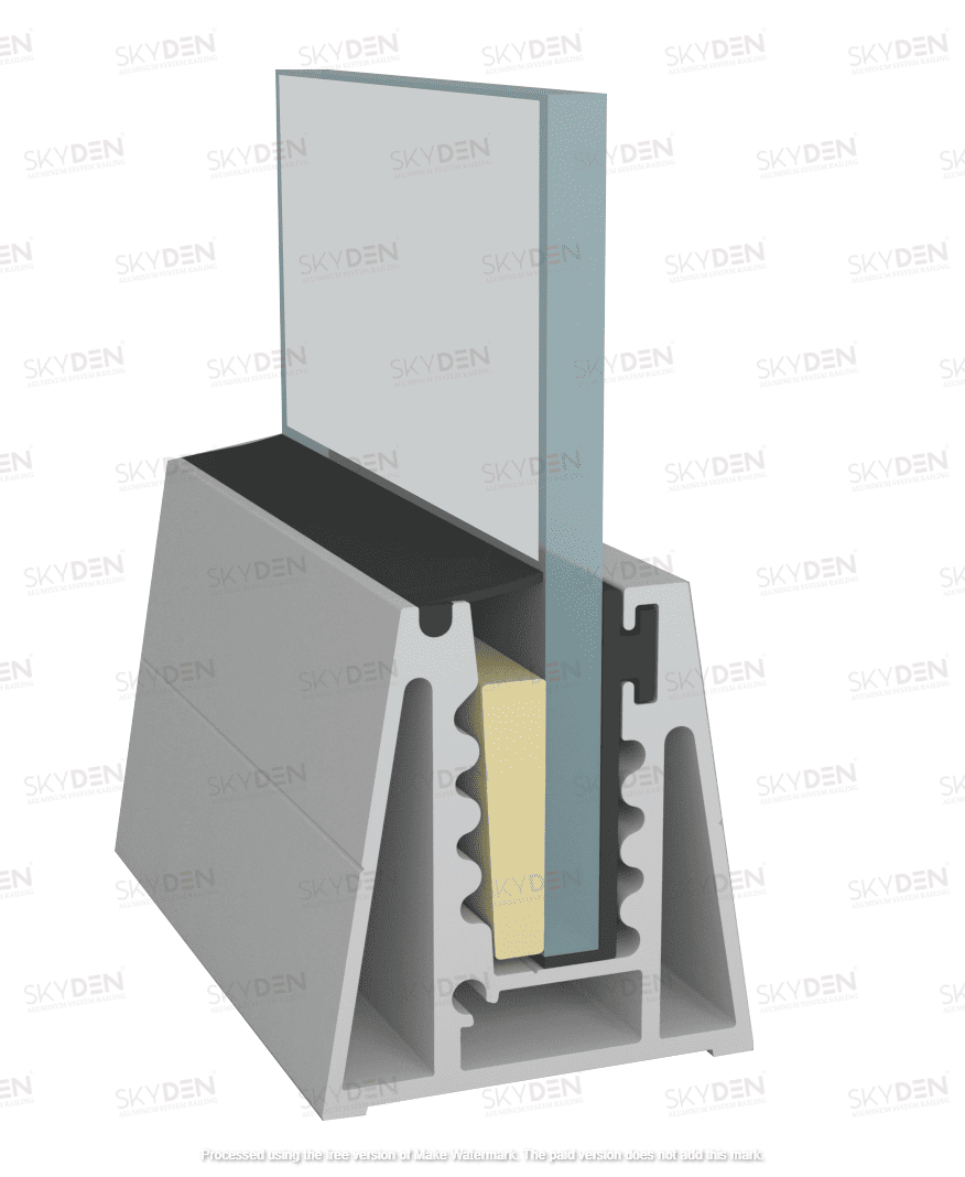 SD 23 Continuous Profile System Aluminum Glass Railing Base Profile for Balcony and Staircase, Indoor and Outdoor Top Mount Design, Durable Finish, Easy Installation for Modern Projects